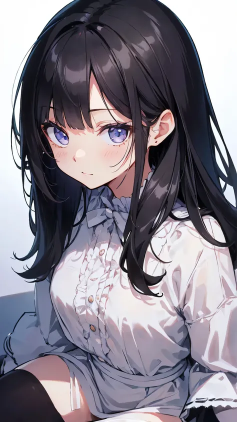 Masterpiece、Highest quality、highest quality、Black Hair、(((Lori)))、 ((Petite))、Shiny hair quality、Small face、Sitting、Super detailed, beautiful, wide eyes、Ultra-detailed, clear and beautiful faces、(cute illustration:1.2), High-resolution, ultra-detailed, bes...