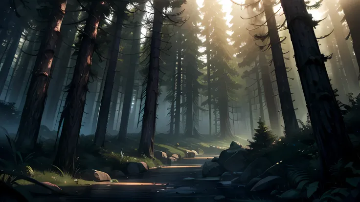 (high resolution,absurd,incredibly absurd,large file size,volumetric lighting,moody lighting),
(forest, evening,),