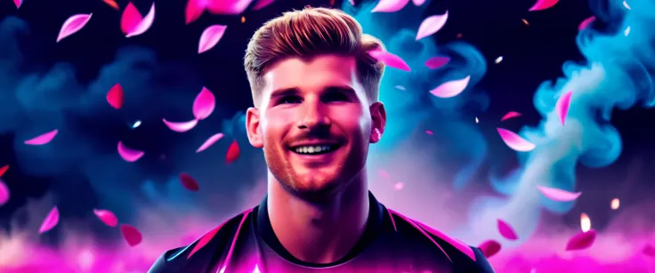 movie poster - poster of a movie with the big ((title "fc 24")), (((german soccer player timo werner))), (((looking at the viewe...