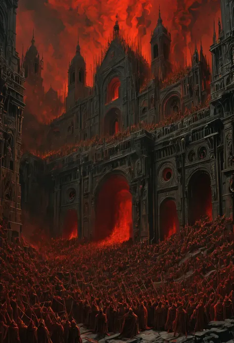 hell scenes, excerpted from the book by dante alighieri, gustave doré style, 4k, detailed.