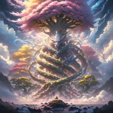 High resolution, high quality, masterpiece. Surreal surrealism. Surrealism, Over-detailing, Golden Ratio, He picked up the Vorpal sword:
for a long time、He was searching for an enemy for Manxome.、He rested beside the Tum Tum tree.,
And I thought for a whil...