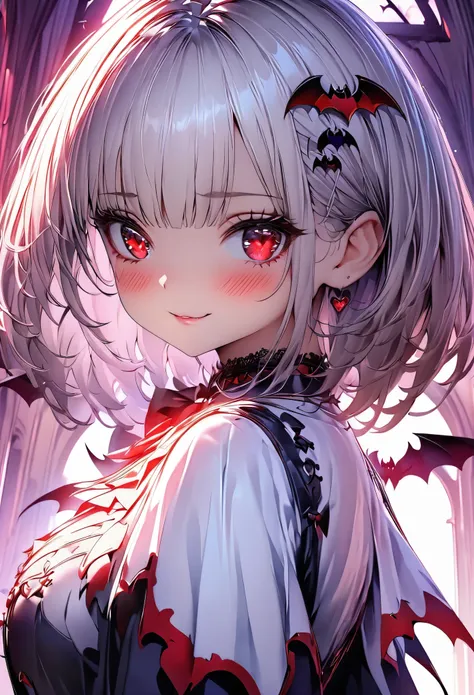 (masterpiece:1.3), (8k、highest quality:1.3), (1 girl), (alone), (cute, a bit:1.3), (very cute face:1.3), (A beautiful face with perfect symmetry), (Perfect Anatomy), (Skin with attention to detail), Rendering of anime girls, Beautiful silver bob cut, Brigh...