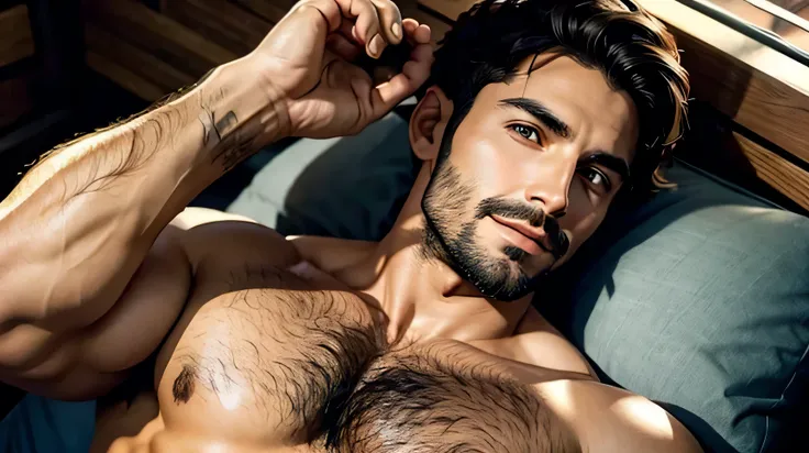 BEAUTIFUL MEN AROUND 35 YEARS OLD WITH FACIAL HAIR AND HAIRY CHEST VERY SHORT HAIR CUT
