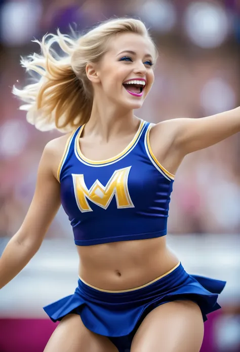 (Best Picture Quality,4K,8K,Hi-Res,Masterpiece:1.2),Ultra-Detailed,(Realistic,Photorealistic,Photorealistic:1. 37),Portrait, Beautiful young American cheerleader, blond hair, blue eyes, cheerful smile, energetic and dynamic, attractive facial features, viv...