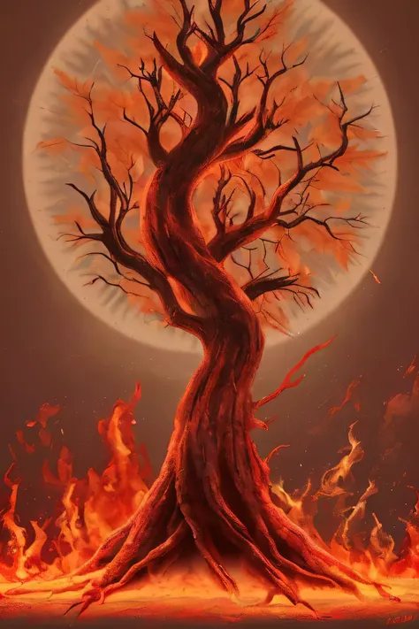 ((melhor qualidade)), tree, red, fire.