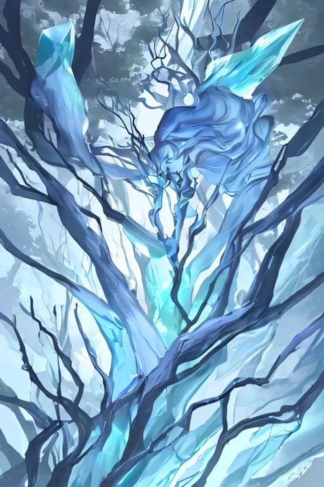 ((melhor qualidade)), tree, blue, ice, arbusto.