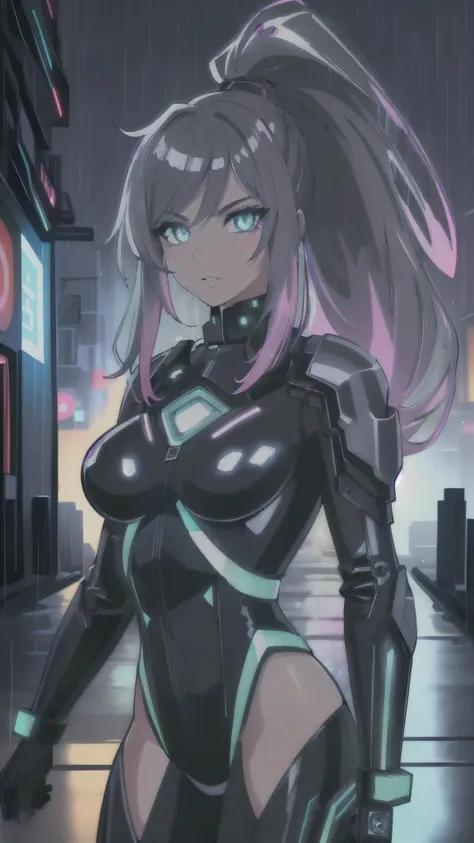 (best quality,4k,8k,highres,masterpiece:1.2),ultra-detailed,(female protagonist,cyber punk style,beautiful detailed eyes,beautiful detailed lips,futuristic neon motorcycle,glowing neon lights , glowing neon eyes, neon glowing lips,ultra long hair ponytail,...