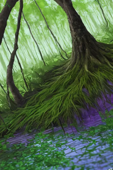 ((melhor qualidade)), tree, swamp, purple.