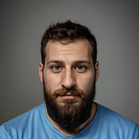 arafed man with a beard and a blue shirt looking at the camera, a picture by Adam Szentpétery, reddit, hurufiyya, edin durmisevic, professional profile picture, romain jouandeau, uploaded, reddit post, professional picture, with a small beard, 3 2 years ol...