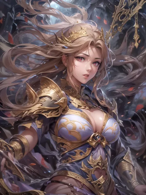 ((highest quality)),(Ultra-high resolution),(Very detailed),(Detailed Description),((The best CG)),(A masterpiece),Ultra-precise art,amazing drawing art,(Fantasy art with intricate detail:1.5), (Female Fighter:1.7),(Beautiful and well-proportioned face:1.5...