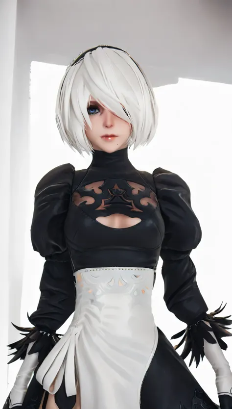 nier:Beautiful cosplay of 2B from Automata、2B、A woman cosplaying as 2B、White skin、tall、Great style、Big Breasts、Small face、High nose、Sharp Eye、Beautiful Face、Beautiful face、30 years old、British women、Half British、nier:2B&#39;s black costume from Automata、Li...