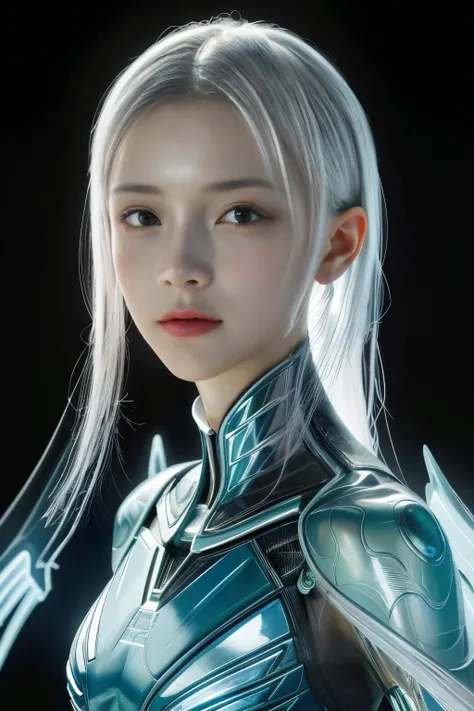 Translucent ethereal mechanical girl，Futuristic angelic joints，Translucent mechanical wing，High-resolution portraits with vibrant colors and intricate details,Amazing art. (melhor qualidade,4K,8k,A high resolution,obra de arte:1.2),ultra-detalhado,(realist...