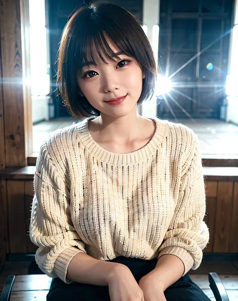 Japanese girl wearing casual clothes, Looking at the audience, posing with a smile (highest quality, masterpiece))), High resolution, Very detailed, masterpiece, Cinema Lighting, (8k, highest quality, masterpiece: 1.2), (Realistic, photoRealistic: 1.37) Hi...