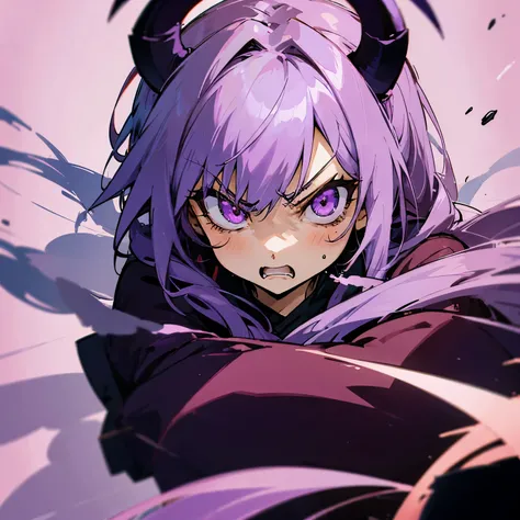 Angry anime girl, demon, purple