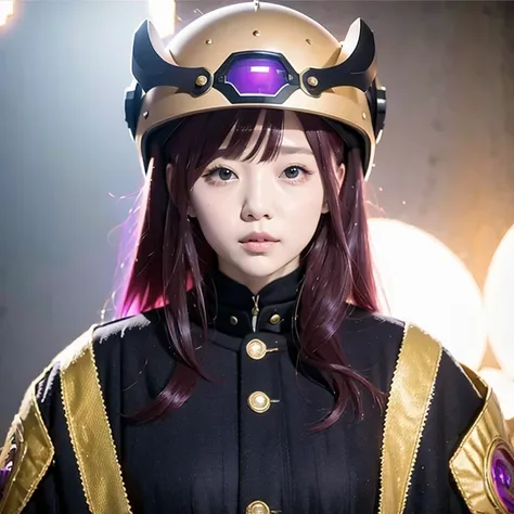 （（（Burgundy hair）））Purple powder series（（future technology）） HD Helmet，thoughtfully