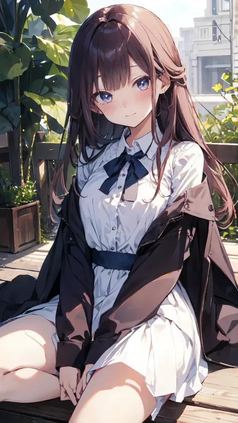 Masterpiece、Highest quality、highest quality、(((Lori)))、 ((Blushing with a shy expression))、Shiny hair quality、Small face、Sitting、Super detailed, beautiful, wide eyes、Ultra-detailed, clear and beautiful faces、(cute illustration:1.2), High-resolution, ultra-...