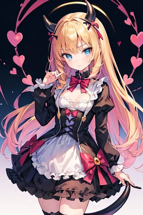 ((masterpiece)), ((best quality)), (ultra-detailed), ((kawaii)), cute, (lovely), illustration, anime style, full body, a cute girl, solo, (beautiful eyes), ((small devil)), Gothic and Lolita (type of teenage fashion), slim, slender, beautiful breasts