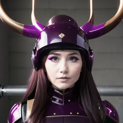 （（（Burgundy hair）））Purple powder series（（future technology）） HD Helmet，thoughtfully（antlers）