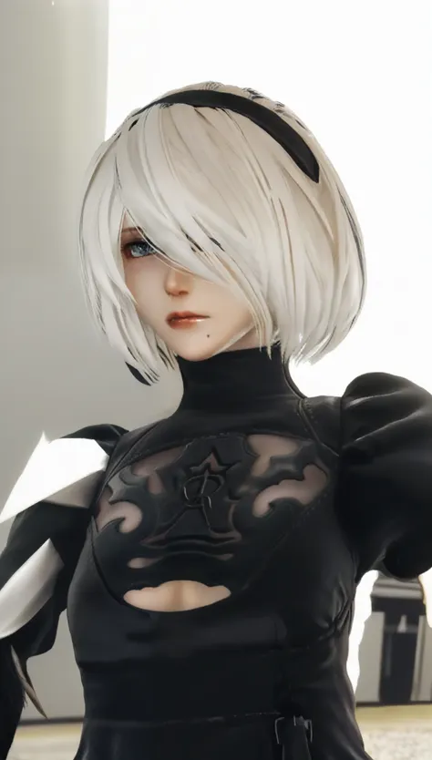 realのselfie、nier:beautiful cosplay of 2b from automata、2b takes a selfie、2bのコスプレをした女性のselfie、white skin、tall、great style、big bre...