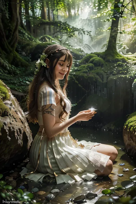 ((enchanted forest with towering ancient trees and sparkling fairy lights)) —— ((hidden waterfall cascading down moss-covered rocks in a secluded grotto)) —— (fantasy art), ((exquisitely detailed)), (anime-inspired), ((magical atmosphere filled with ethere...