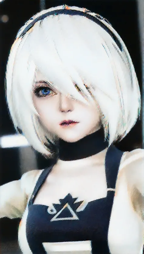 RealのSelfie、nier:Beautiful cosplay of 2B from Automata、2B takes a selfie、2Bのコスプレをした女性のSelfie、White skin、tall、Great style、Big Breasts、Small face、Small head、High nose、Beautiful Face、30 years old、British women、Half British、nier:2B's black costume from Aut...