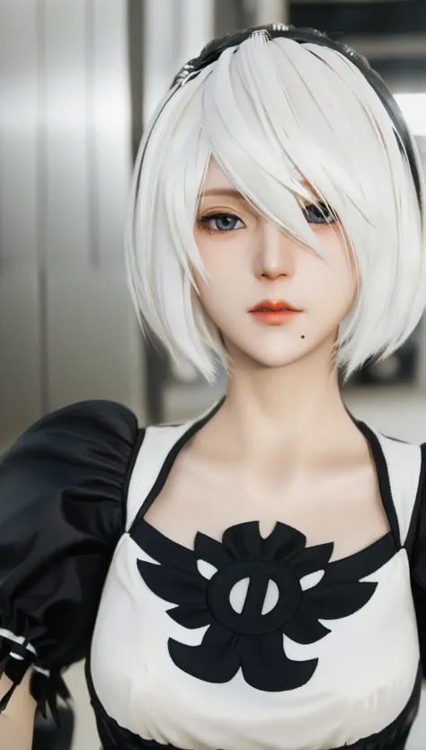 realのselfie、nier:beautiful cosplay of 2b from automata、2b takes a selfie、2bのコスプレをした女性のselfie、white skin、tall、great style、big bre...