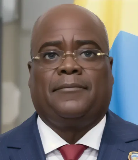  Hombre ,president of the democratic republic of the congo, su piel es negra mirando hacia el frente ,He is 60 years old