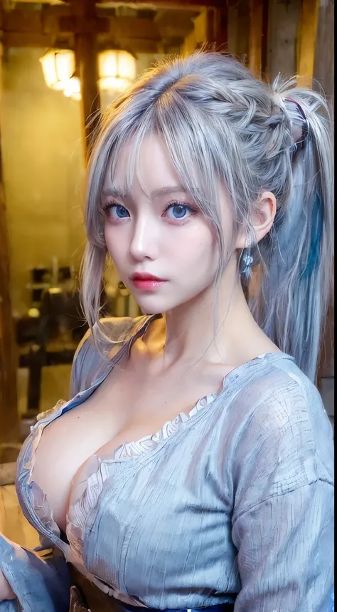 ((((masterpiece, best quality, super fine details, master works): 1.6))),
Authentic texture, cinematic lighting realism, perfect job, 16K, HD,
((Urban beautiful girl college student: 1.3)),
Beautiful, elegant, light makeup, red lips,
((Silver hair, messy l...