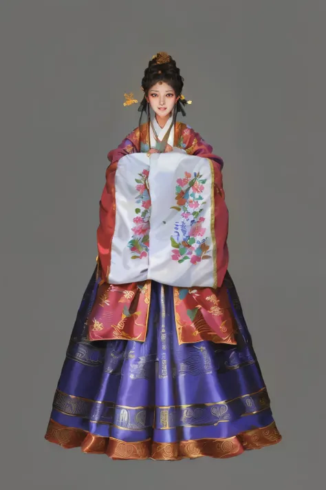 arafed image of a woman in a traditional chinese dress, inspired by sim sa-jeong, inspired by jeong seon, hanbok, korean hanbok,...