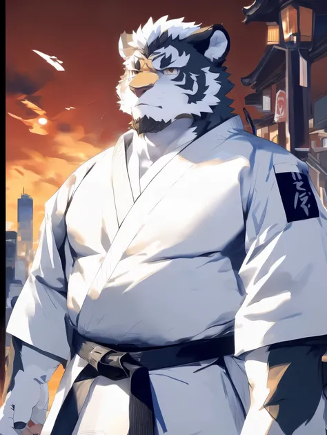 (White skintiger),(上Half Body赤膊:1.7),(Martial Arts衣服:1.4),(Holding a long sword),(Awesome posture),Standing calmly,(The background is a city with an ancient atmosphere,There are busy vendors in the city:1.5),(Abdominal muscles),Heroic飒爽,完美的masterpiece,Vari...