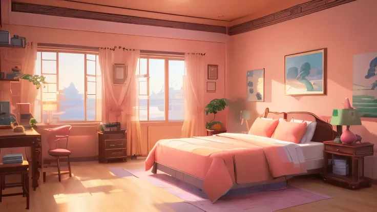 (best quality,4K,8k,high resolution,On the table:1.2),。.。.。.3D,pink pattern Furnished Micro Bedroom, floor,detailed interior,Miniature sculpture,terracotta,Anime Aesthetics,Incredibly beautiful,Acura,Detailed architectural drawings,retro charm,soft edge,Su...