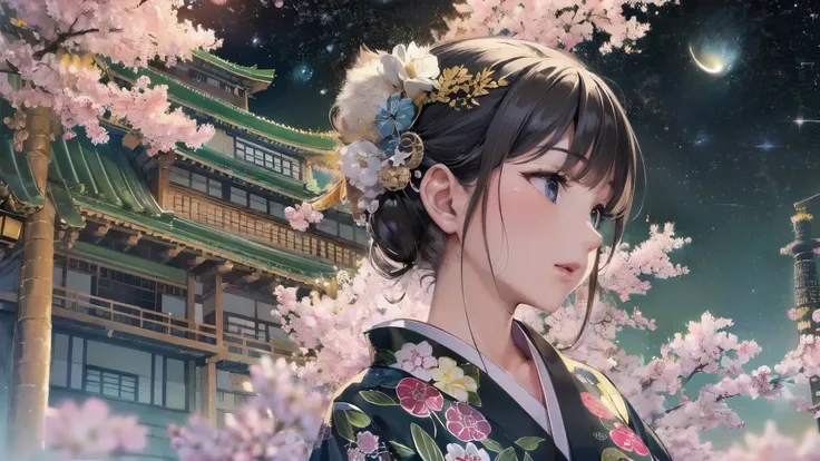 ((highest quality)),(Ultra-high resolution),(Very detailed),(Detailed Description),((The best CG)),(A masterpiece),Ultra-precise art,amazing drawing art,(Japanese-style art with intricate detail:1.5), (Woman in yukata:1.6),(Beautiful and well-proportioned ...