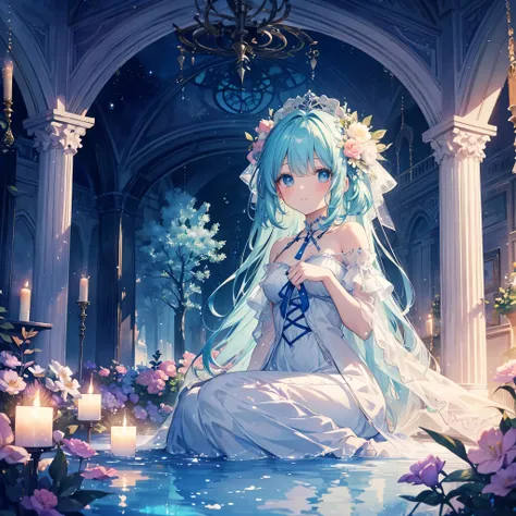 (high quality, 8k), (Soft Light), Iridescent, One Girl, Detailed face, Beautiful Eyes, watercolor paiting, So magical and dreamy, Dreamy details, Dreamy atmosphereとドラマ, Gorgeous atmosphere, Fantastic and beautiful lighting, Dreamy atmosphere, Beautiful atm...