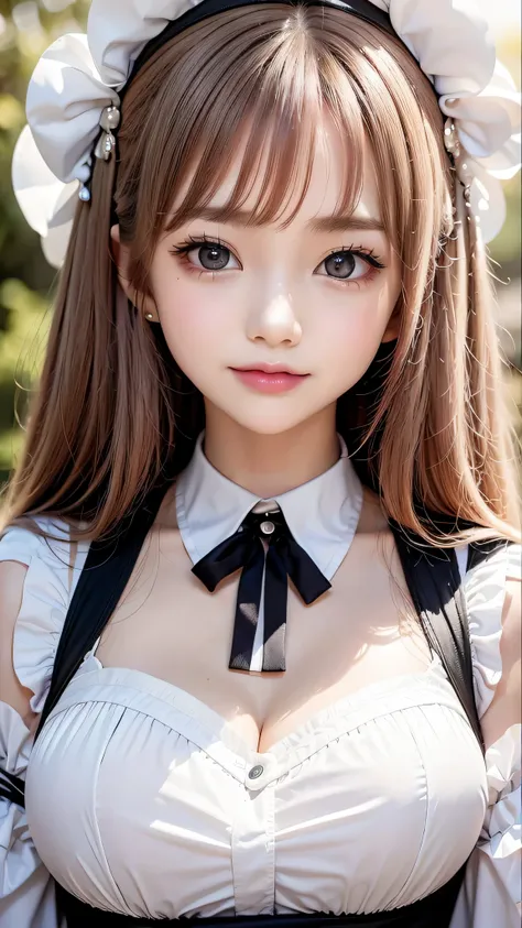 beautiful white and shining skin、chestnut-colored hair that changes with the light、long bangs between the eyes that block vision...