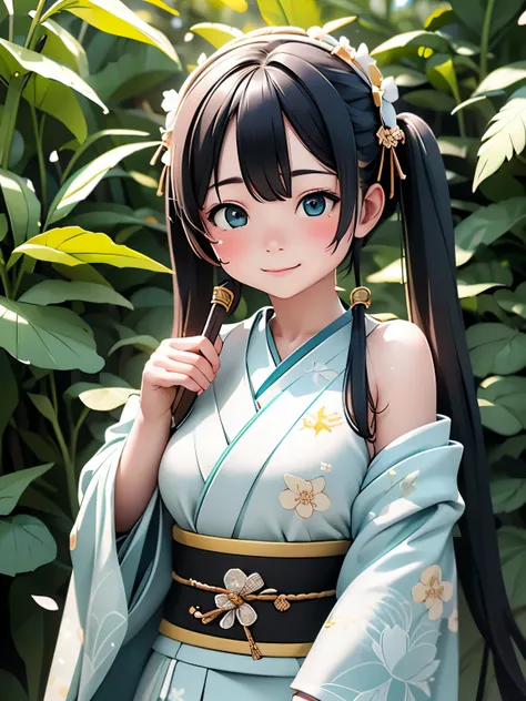 (masterpiece、最high quality、最high quality、Official Art、Beautiful and beautiful:1.2)、(One girl:1.3)Hatsune Miku、Twin tails,Big Breasts, ,One Female Samurai, Stance for battle, Pulling the sword out of the sheath in her hand, Ready for battle, wearing a samur...