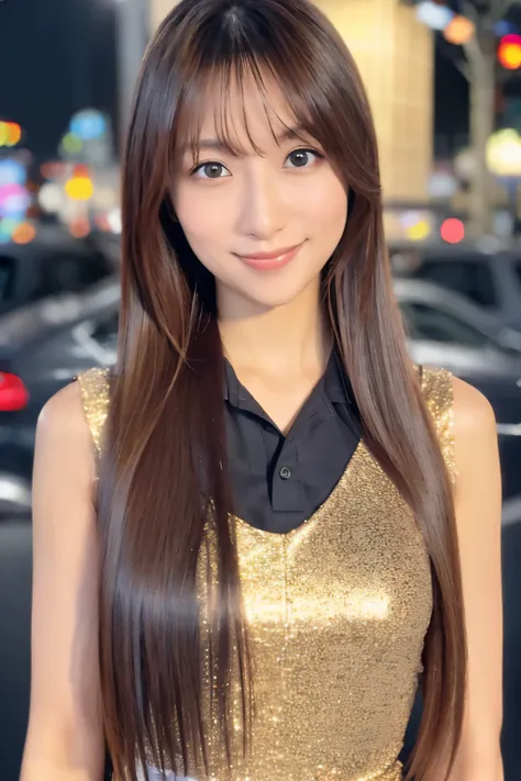 skinny japanese woman, age 30s, 1girl,(wearing a sleeveless glittery evening dress:1.2),(raw photo, best quality), (realistic, p...