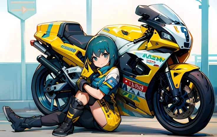 Electric Bike，on the road，riding，Anime 2D，Scene 2 Next ，Anime art style 