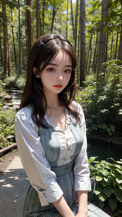 (8k, highest quality, masterpiece: 1.2), Super detailed, highest quality, Ultra-high resolution, Depth of written boundary,(Photorealistic:1.4,RAW shooting,)Ultra-Realistic Capture,(Very detailed,High definition 16k), cute, girl, forest