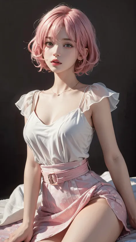 (8k, highest quality, masterpiece: 1.4), Super detailed, highest quality, Ultra-high resolution, Depth of written boundary,(Photorealistic:1.4,RAW shooting,)Ultra-Realistic Capture,(Very detailed,High definition 16k), cute, girl, short hair, Pink Hair, cam...