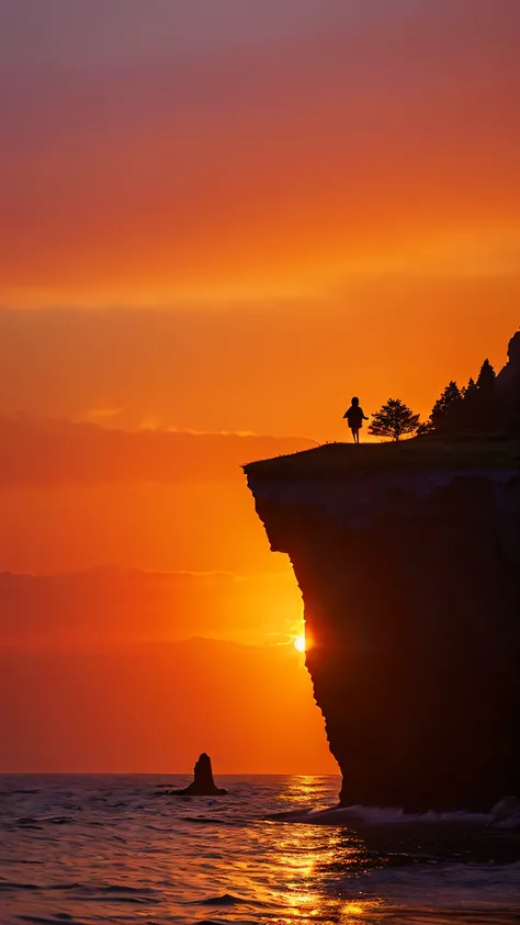 Highest quality,Fantasy,cliff,Sunset