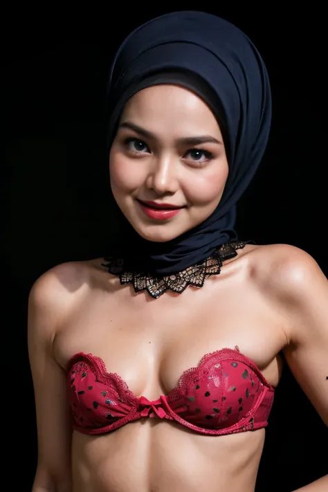 ((FLAT CHEST:1.8)), ((Lace)), (Happy smile), (((HIJAB MALAY GIRL))), masutepiece, High quality, UHD 32K, Realistic face, Realistic skin feeling , A Japanese Lady, 58 years old matured lady, , Very cute and baby-like face, (((FLAT CHEST))), (Night time at f...