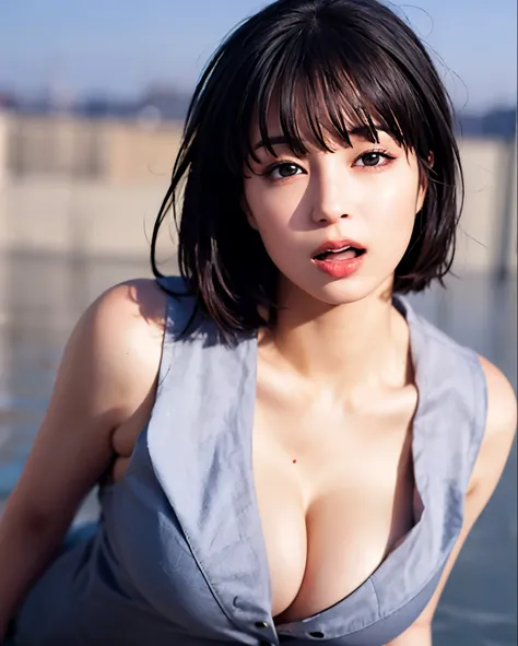 whole body, highest quality, Realistic, 8k, High resolution, 1 girl, woman, (Sexy pose: 1.7, Exposure: 1.9, Cleavage Exposure: 2), nice, (Next 0.5, big: 1.8), (underwear: 2, good: 1.3, lingerie: 1.4), (Short Bob: 1.8, Parted bangs: 1.6), Watch Viewer, (1 g...