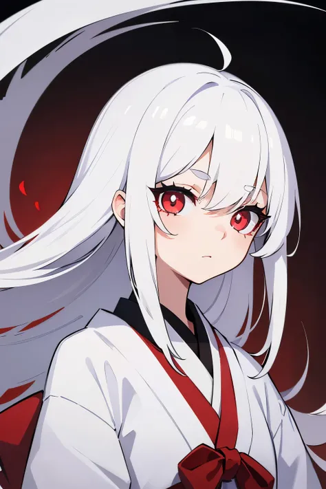 White hair, red eyes, white eyebrows, white pupils, detailed face, shy, Japanese school outfit, thin, ((maximum quality, maximum details, 4k, masterpiece))