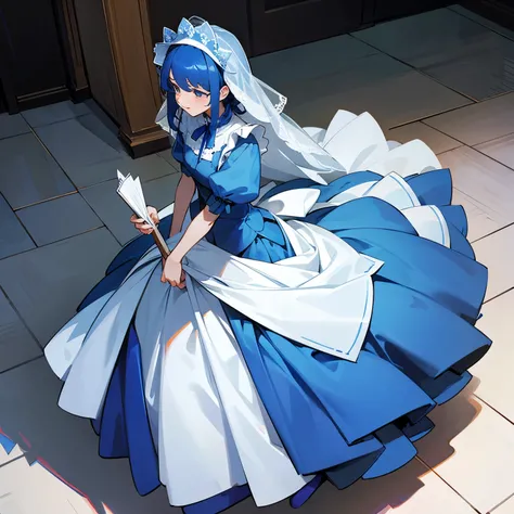 Brides maid with a blue dress