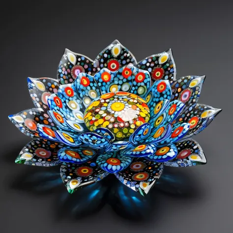 Millefiori glass style,Lotus,Lotus made of Millefiori glass style