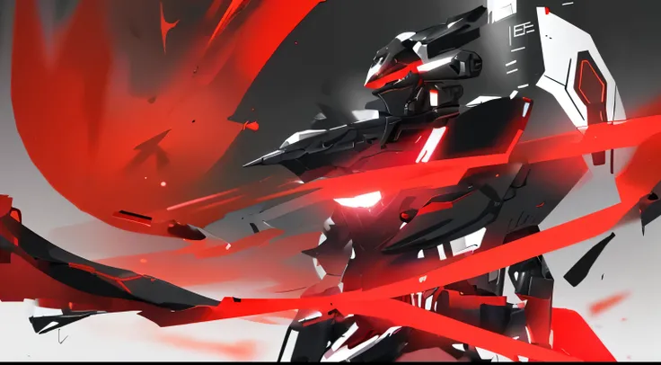 Armor core, ibis model, black and white body, red visor, red energy particles