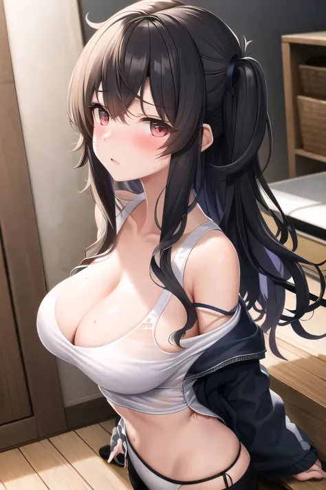 oppai showcase, kesikaran wagamama body, messy langerie on ground, 2women, Badly torn clothes teacher ladies teaching and trying to undress, disheveled uniform,  off-shoulder, wet, mesh, bare shoulders, unzipped, full breasts, {{large breasts}}, humiliated...