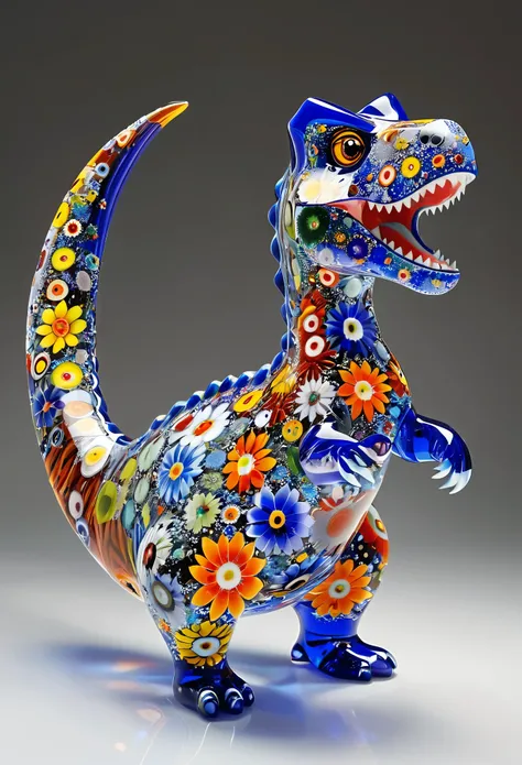 Millefiori glass style，Dinosaur