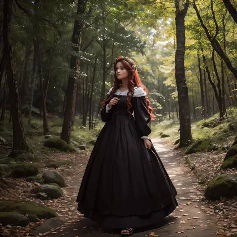 Una chica pelirroja en medio de un bosque a mitad de la noche. En una de sus manos tenia un libro de hechizos y en la otra un rosa con espinas. Detras de ella, dandole la espalda, habia un chico mas alto y tenebroso, con cabello negro. El la veia por arrib...