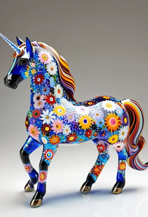 Millefiori glass style，unicorn